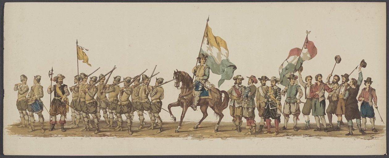 1862-es delfti felvonulás, első és második csoport A delfti Királyi Akadémia negyedik Lustrumja - Ao. 1862 - Costumed Optogt (sorozat címe a tárgyon) alkotó: Willem Bernardus IJzerdraat