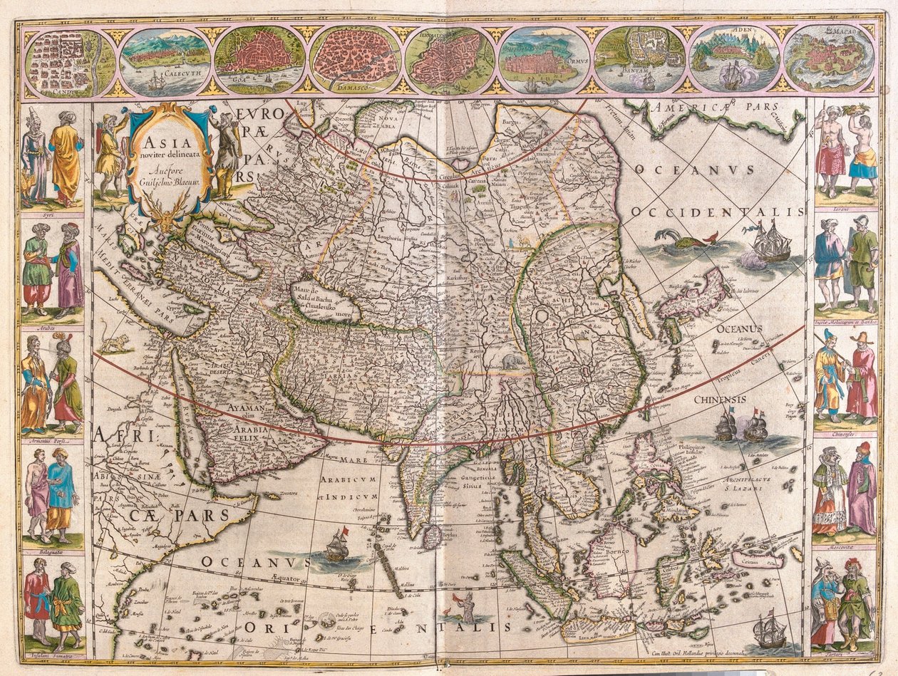 Ázsia, Willem Blaeu "Theatrum Orbis Terrarum, sive Atlas Novus" című művében, Amszterdam, Amszterdam alkotó: Willem Blaeu