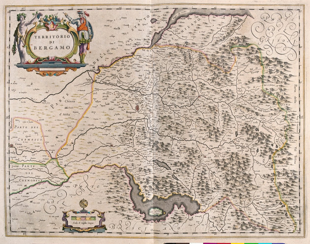 Bergamo, Italt, a Willem Blaeu által készített "Theatrum Orbis Terrarum, sive Atlas Novus"-ban, Amszterdam, Amszterdam alkotó: Willem Blaeu