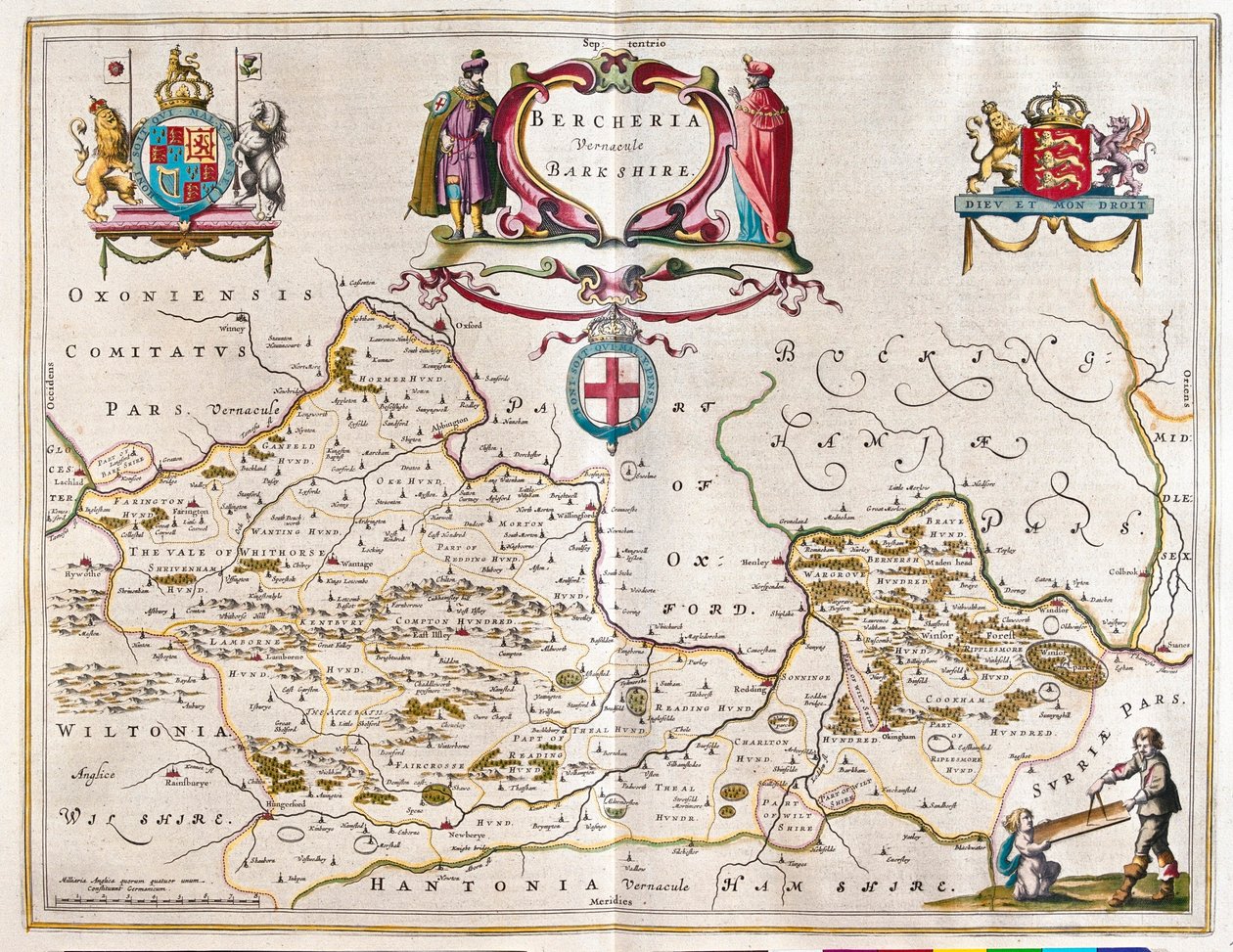 Berkshire, a Willem Blaeu által készített "Theatrum Orbis Terrarum, sive Atlas Novus"-ban, Amszterdam, Amszterdam alkotó: Willem Blaeu