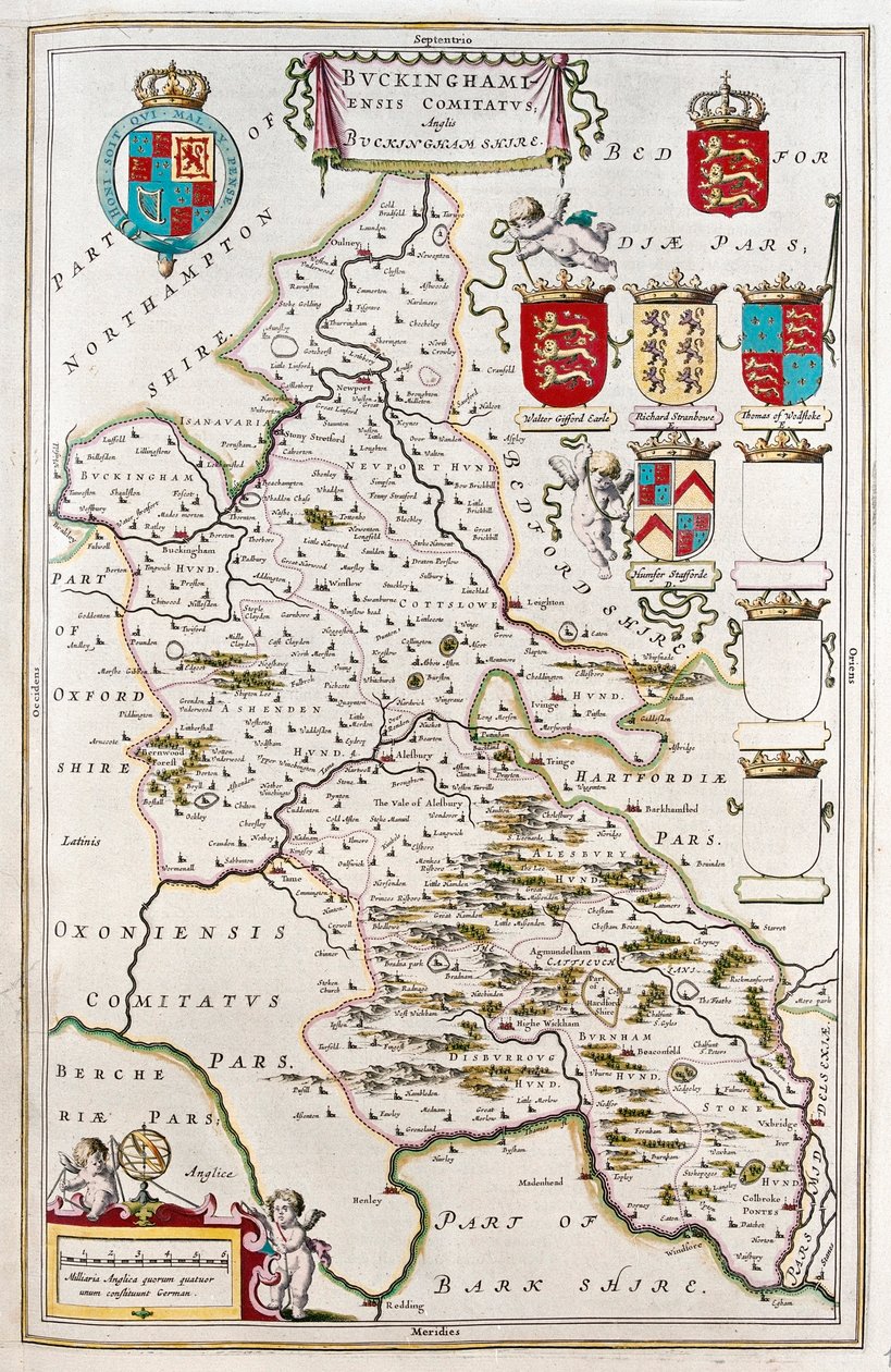 Buckingam shire, a Willem Blaeu által készített "Theatrum Orbis Terrarum, sive Atlas Novus"-ban, Amszterdam, Amszterdam alkotó: Willem Blaeu