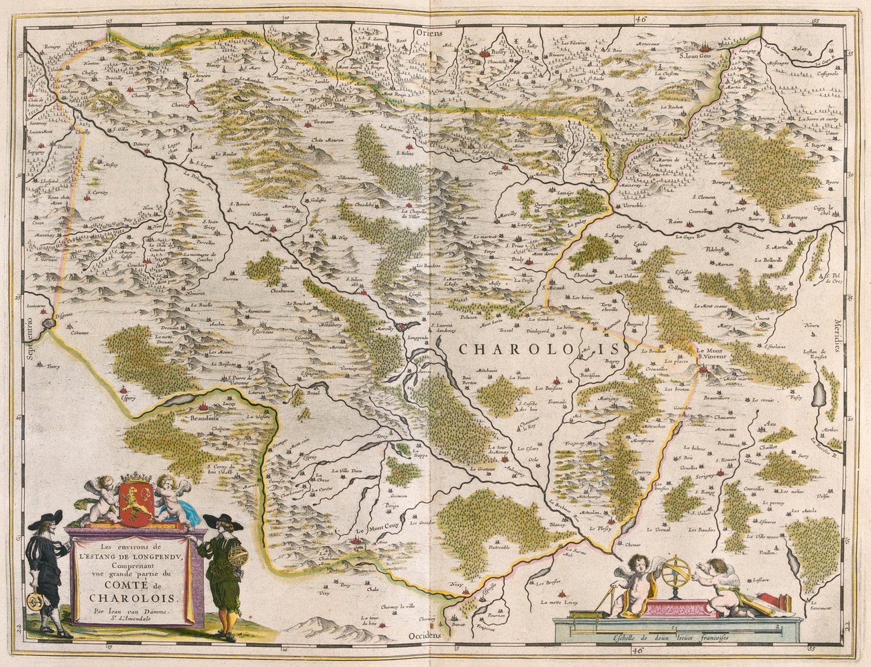 Charlois a Burgundban, Willem Blaeu "Theatrum Orbis Terrarum, sive Atlas Novus" című művében, Amszterdam. alkotó: Willem Blaeu