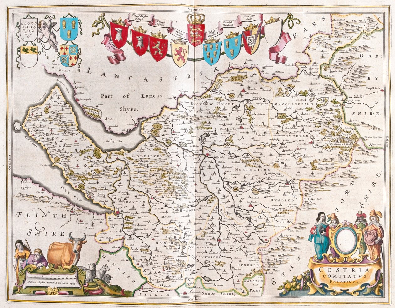 Chester, a Willem Blaeu által készített "Theatrum Orbis Terrarum, sive Atlas Novus"-ban, Amszterdam, Amszterdam alkotó: Willem Blaeu