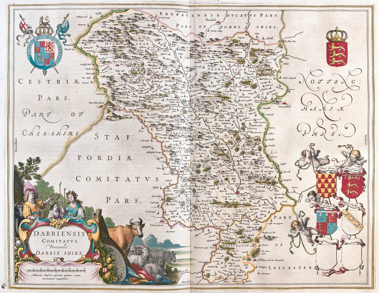 Darbieshire, a Willem Blaeu által készített "Theatrum Orbis Terrarum, sive Atlas Novus"-ban, Amszterdam, Amszterdam alkotó: Willem Blaeu