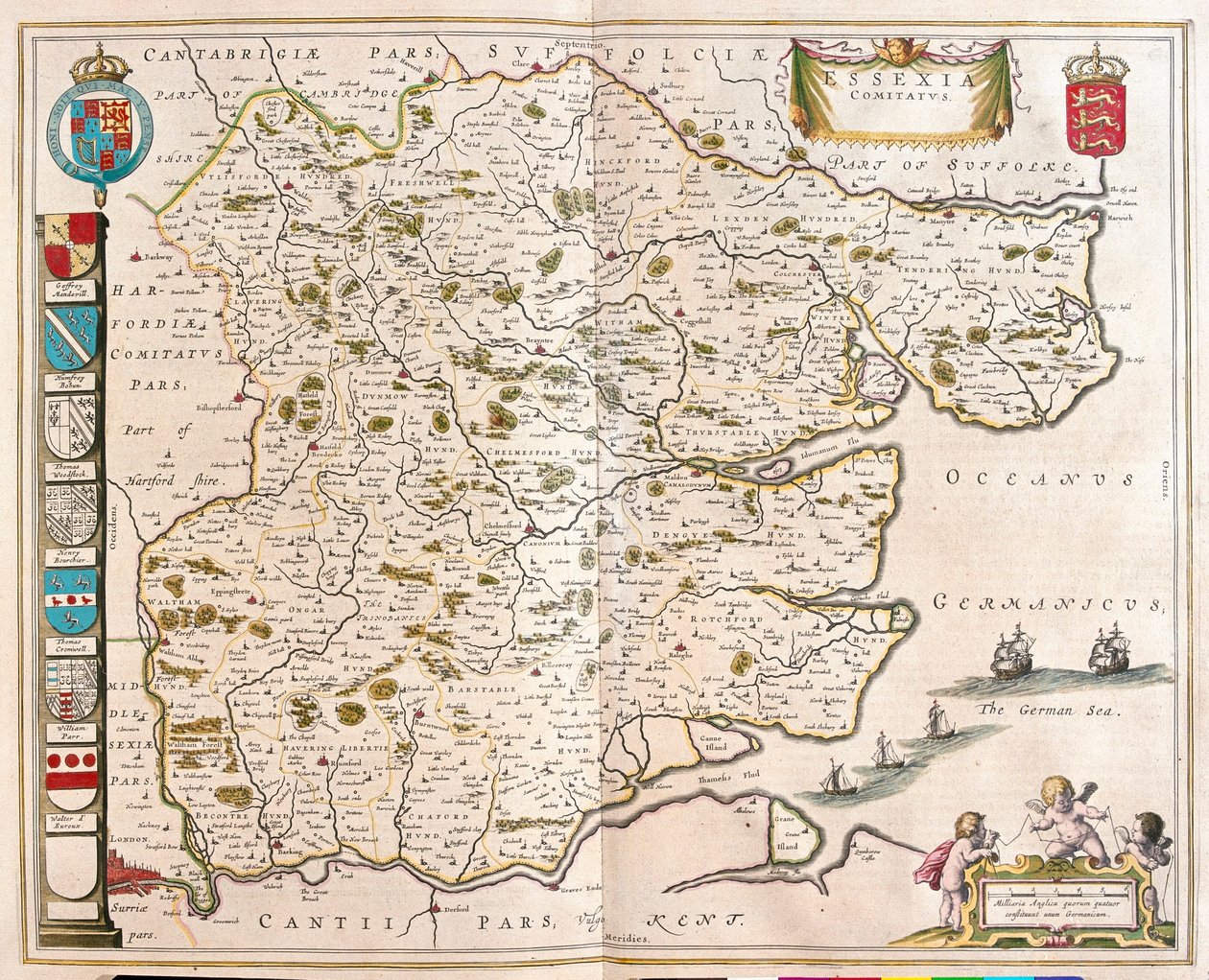 Essex, a Willem Blaeu által készített "Theatrum Orbis Terrarum, sive Atlas Novus"-ban, Amszterdam, Amszterdam alkotó: Willem Blaeu
