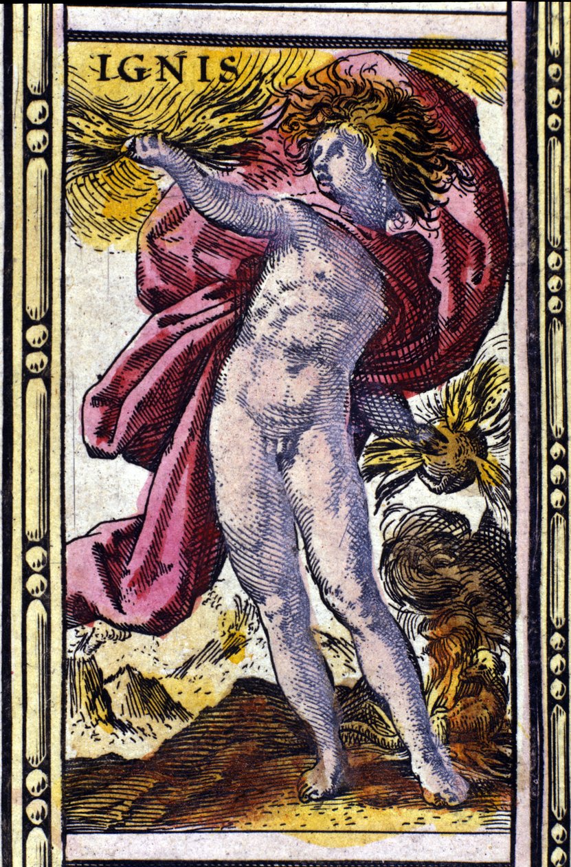 A tűz, a W. Blaeu-féle 1655-ben Amszterdamban nyomtatott atlaszban szereplő négy elem egyike. alkotó: Willem Blaeu