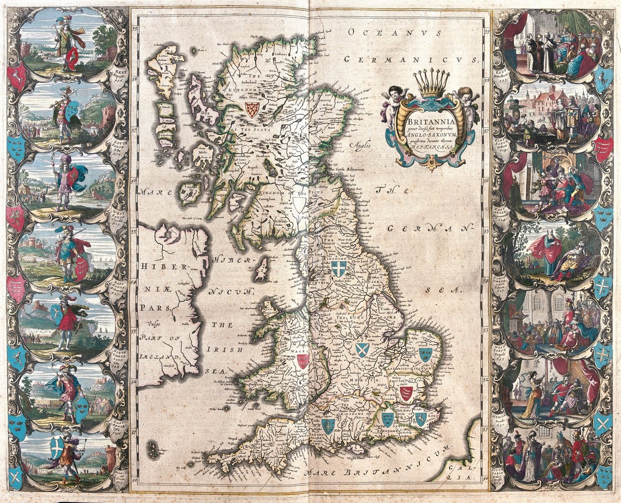 Nagy-Britannia, a Willem Blaeu által készített "Theatrum Orbis Terrarum, sive Atlas Novus"-ban (Amszterdam). alkotó: Willem Blaeu