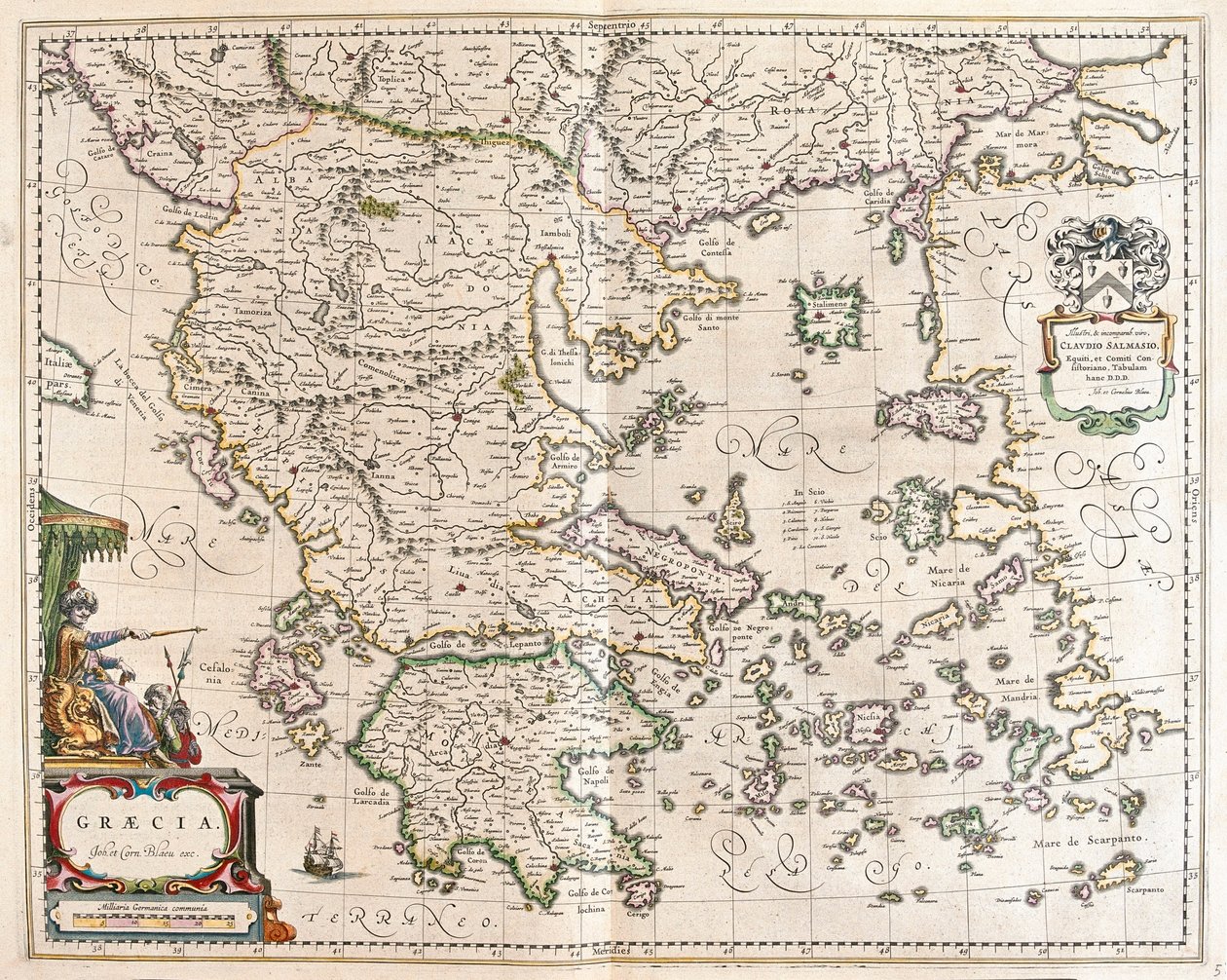 Görögország, a Willem Blaeu által készített "Theatrum Orbis Terrarum, sive Atlas Novus"-ban, Amszterdam, Amszterdam alkotó: Willem Blaeu