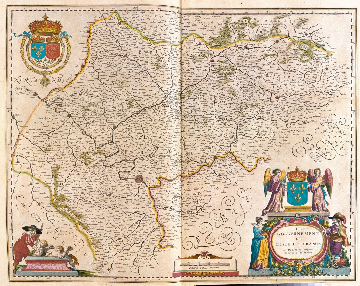Isle de France, a Willem Blaeu által készített "Theatrum Orbis Terrarum, sive Atlas Novus"-ban, Amszterdam, Amszterdam alkotó: Willem Blaeu