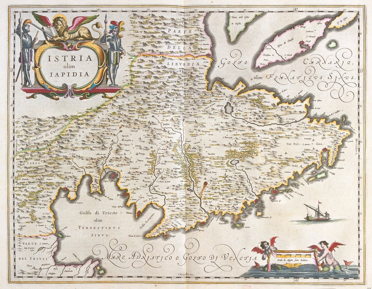 Isztria, a Willem Blaeu által készített "Theatrum Orbis Terrarum, sive Atlas Novus"-ban, Amszterdam, Amszterdam alkotó: Willem Blaeu