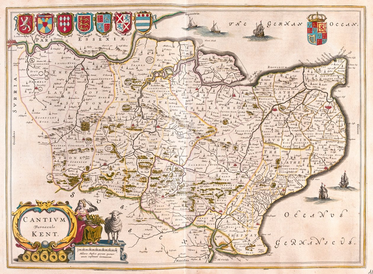 Kent, a Willem Blaeu által készített "Theatrum Orbis Terrarum, sive Atlas Novus"-ban, Amszterdam, Amszterdam alkotó: Willem Blaeu