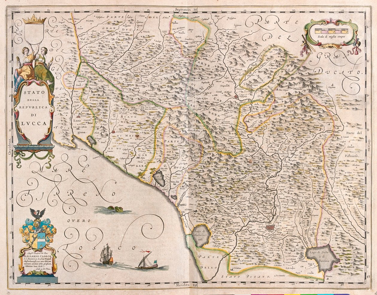 Lucca, Olaszország, az amszterdami Willem Blaeu "Theatrum Orbis Terrarum, sive Atlas Novus" című művében. alkotó: Willem Blaeu