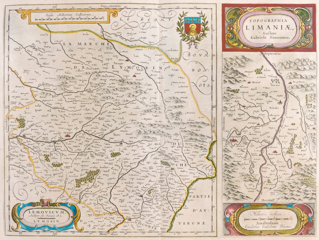 Lymoges - Clermont - Ferrand, Willem Blaeu "Theatrum Orbis Terrarum, sive Atlas Novus" című művében, Amszterdam, Amszterdam alkotó: Willem Blaeu