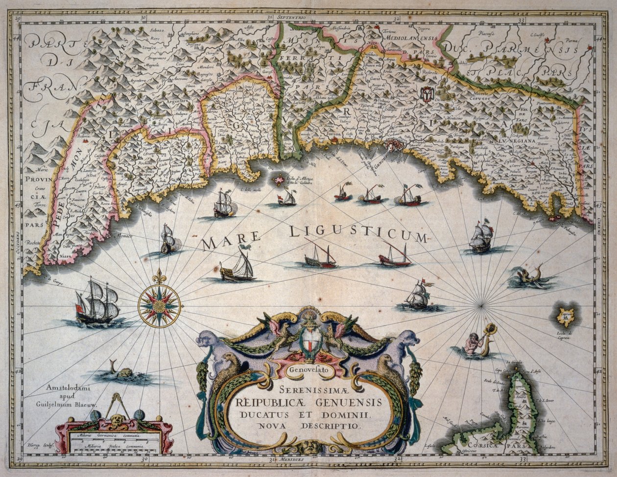 Genovai Köztársaság térképe, Olaszország alkotó: Willem Blaeu
