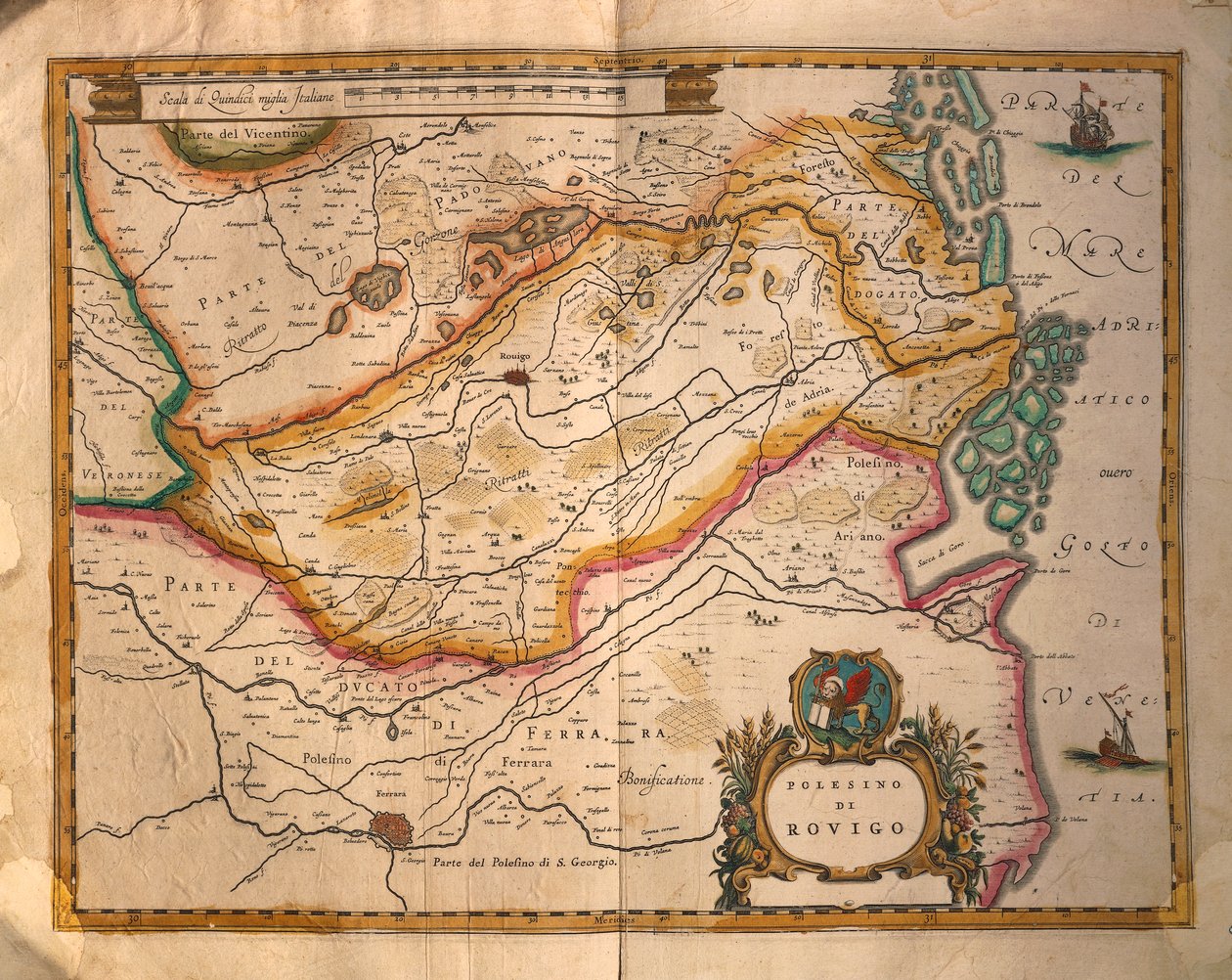Rovigo (Olaszország) térképe, Willem Blaeu régiójából alkotó: Willem Blaeu