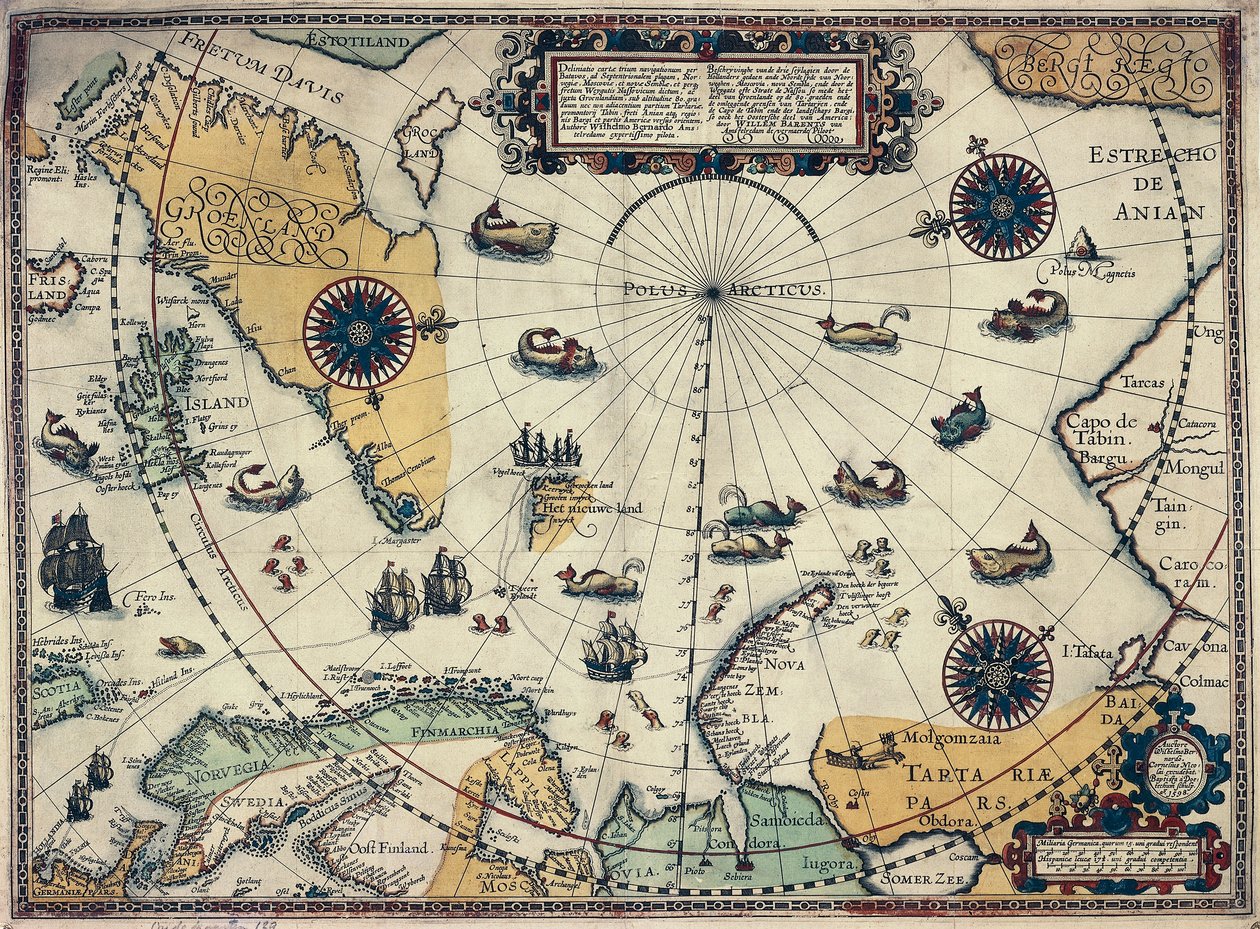 Willem Janszoon Blaeu (1571-1638) holland térképész térképe a sarkvidékekről. alkotó: Willem Blaeu