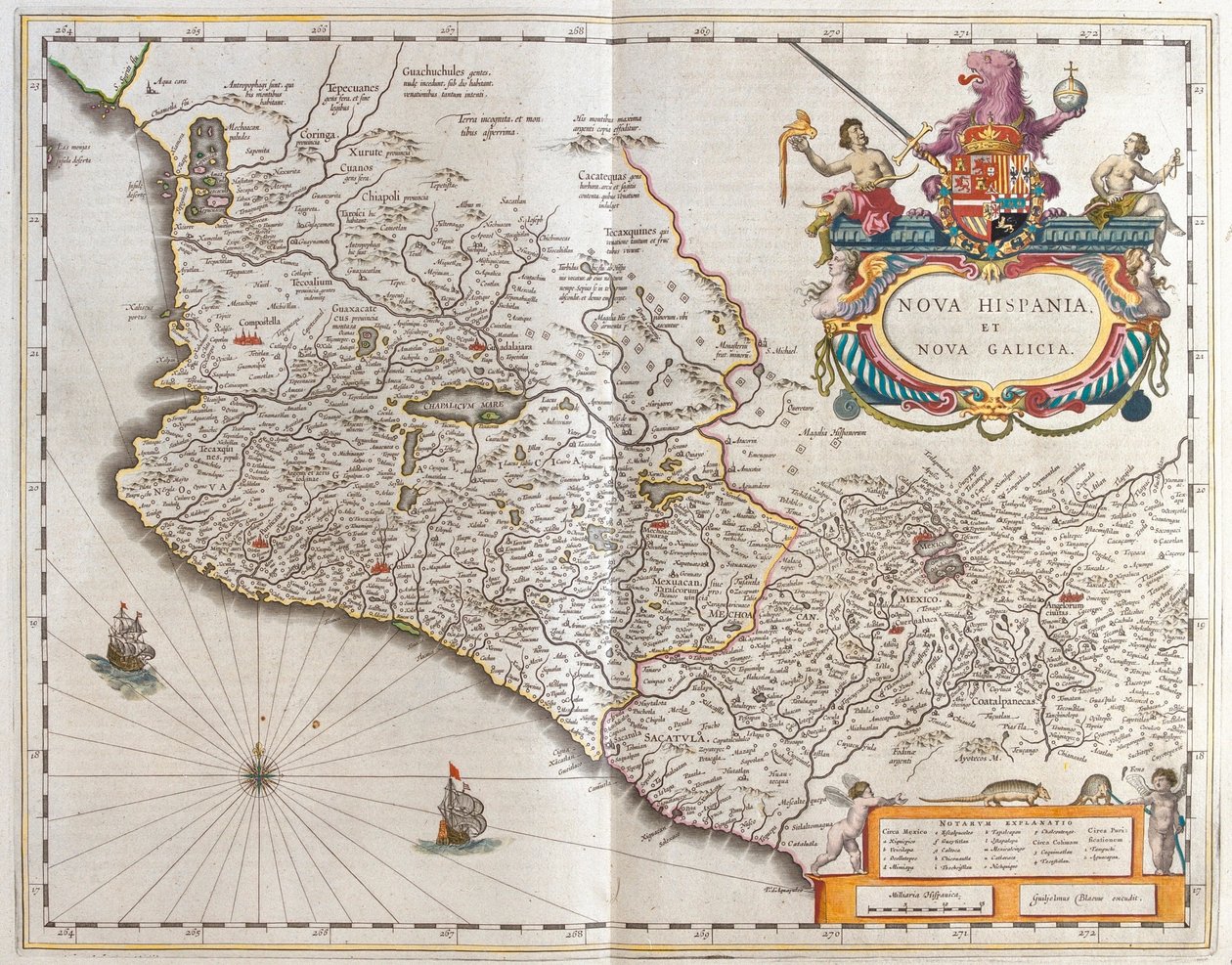 Mexikó, a Willem Blaeu által készített "Theatrum Orbis Terrarum, sive Atlas Novus"-ban (Amszterdam). alkotó: Willem Blaeu