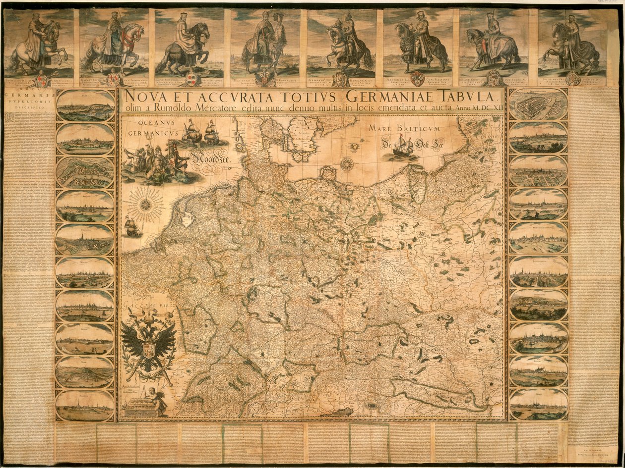 Willem Janszoon Blaeu új és pontos illusztrációja Németország teljes egészében, rézlemez, Amszterdamban nyomtatva alkotó: Willem Blaeu