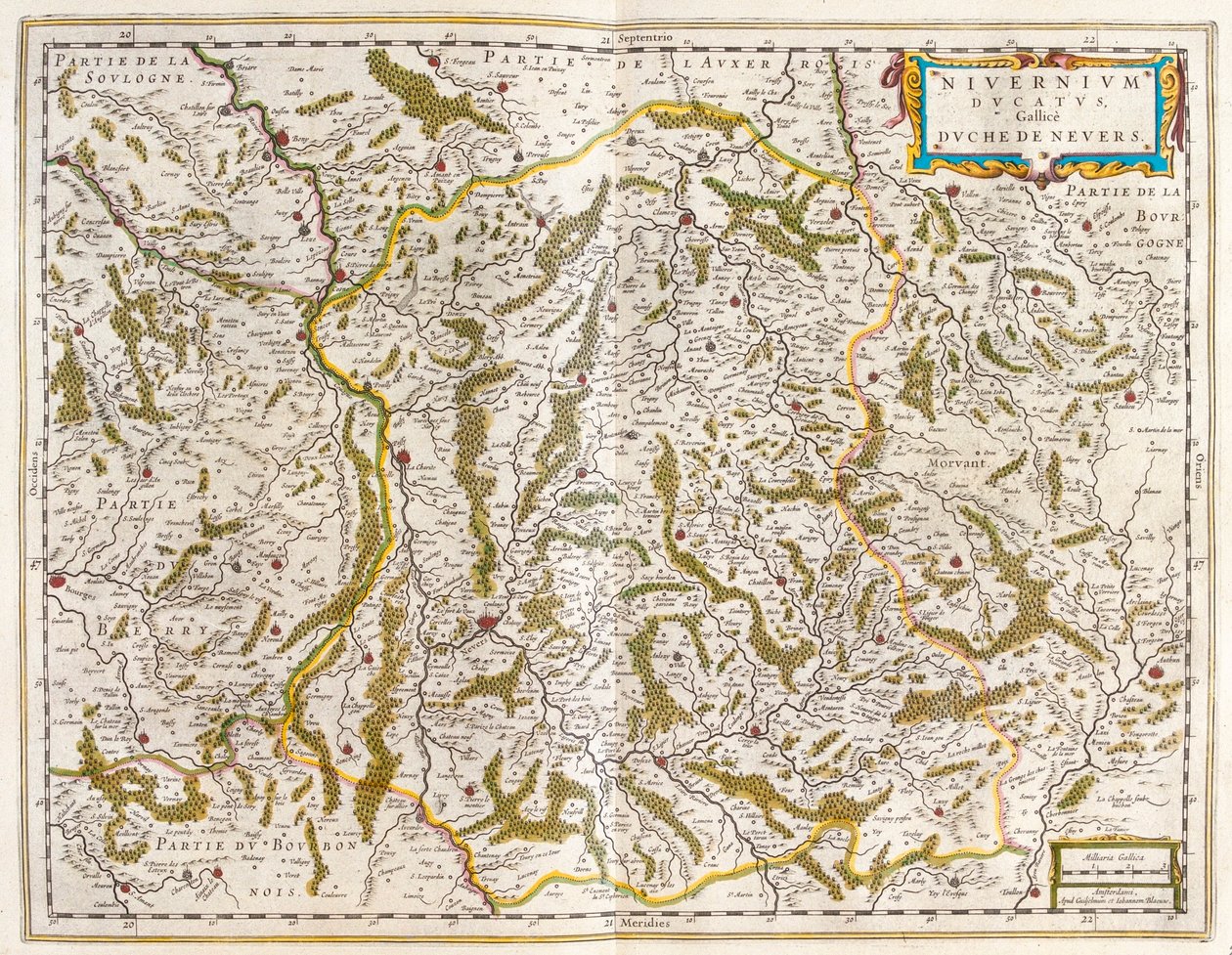 Nivernais, Nievre, a Willem Blaeu által készített "Theatrum Orbis Terrarum, sive Atlas Novus"-ban, Amszterdam, Amszterdam alkotó: Willem Blaeu