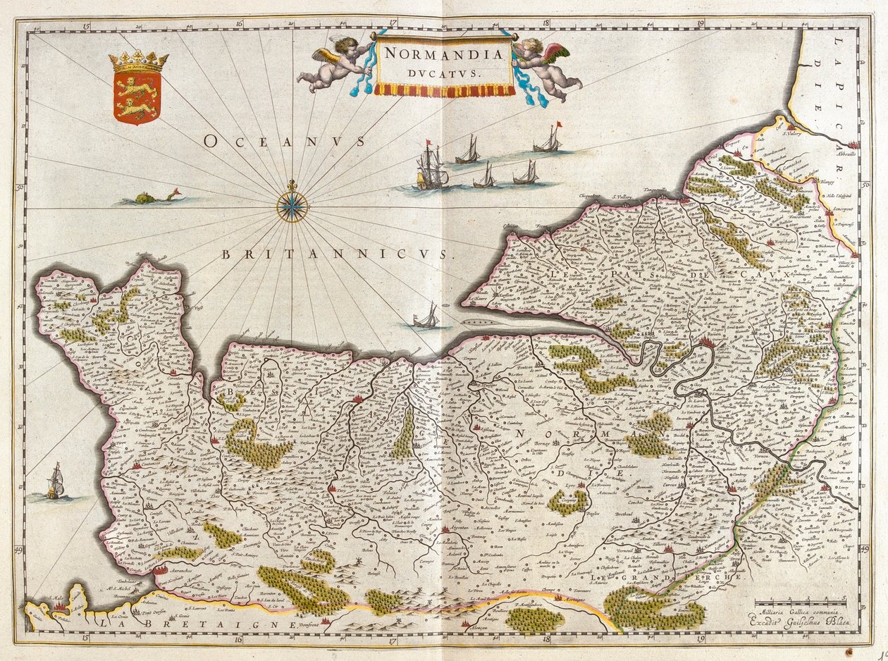 Normandia, Willem Blaeu "Theatrum Orbis Terrarum, sive Atlas Novus" című könyvében, Amszterdam, Amszterdam alkotó: Willem Blaeu