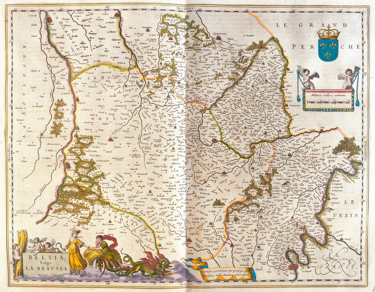 Észak-Franciaország, beausset, Willem Blaeu "Theatrum Orbis Terrarum, sive Atlas Novus" című művében, Amszterdam, Amszterdam alkotó: Willem Blaeu