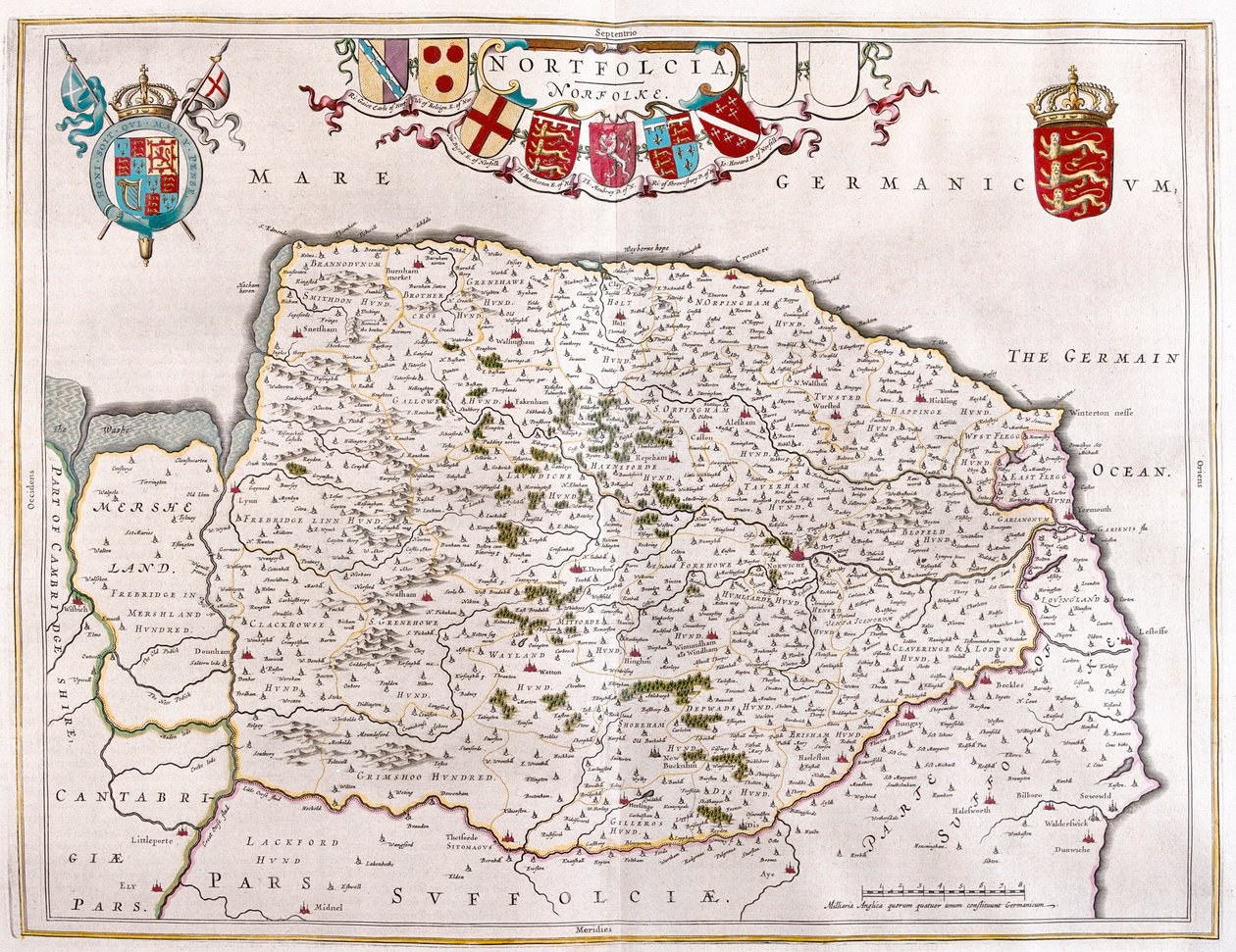 Northfolk, a Willem Blaeu által készített "Theatrum Orbis Terrarum, sive Atlas Novus"-ban, Amszterdam, Amszterdam alkotó: Willem Blaeu