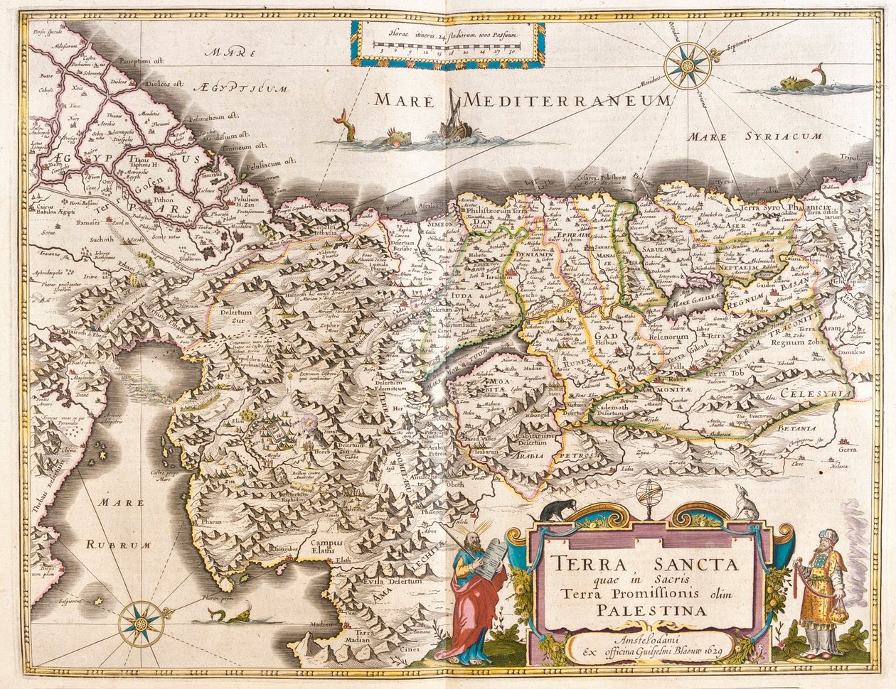 Palesztina, a Willem Blaeu által készített "Theatrum Orbis Terrarum, sive Atlas Novus"-ban (Amszterdam). alkotó: Willem Blaeu
