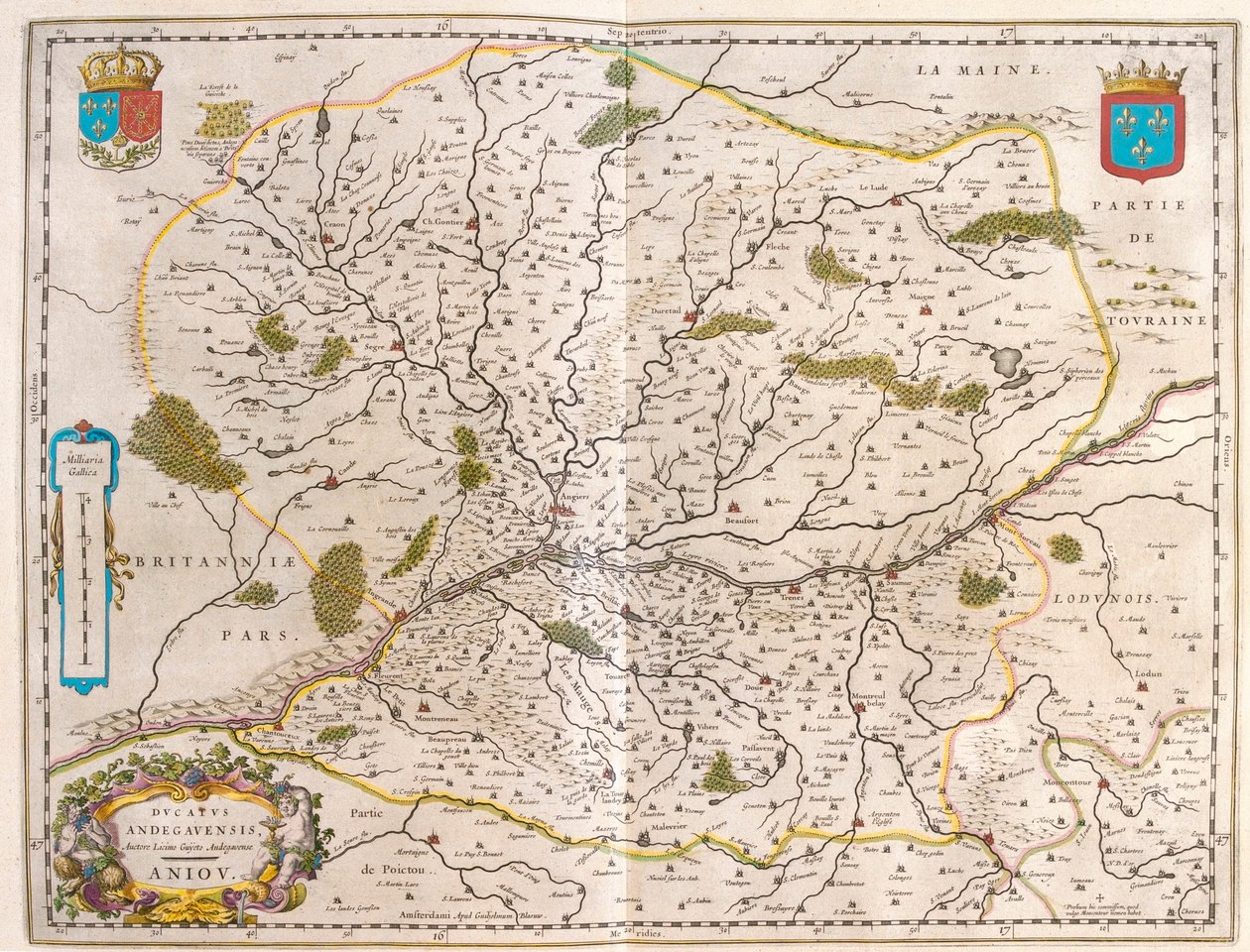 Pays de la Loire - Normandie, a Willem Blaeu által készített "Theatrum Orbis Terrarum, sive Atlas Novus"-ban (Amszterdam). alkotó: Willem Blaeu
