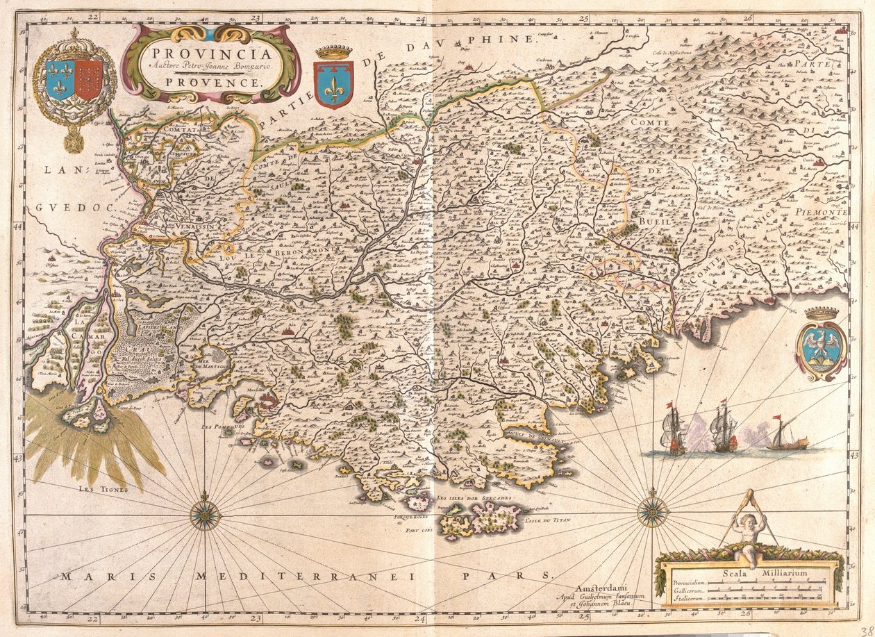 Provence, a Willem Blaeu által készített "Theatrum Orbis Terrarum, sive Atlas Novus"-ban (Amszterdam). alkotó: Willem Blaeu