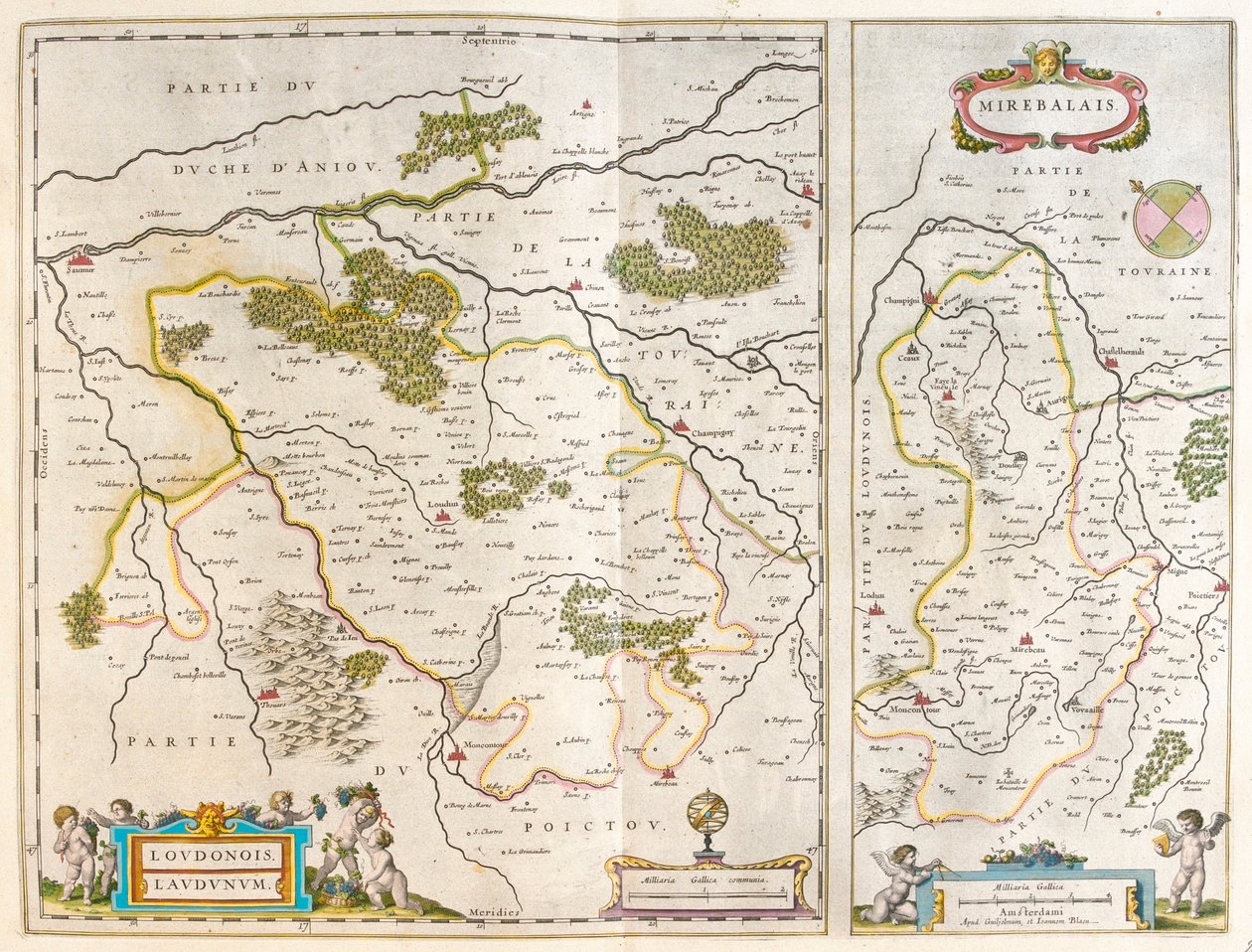 Quercy és a Pireneusok - Mirebeaux, Willem Blaeu, Amszterdam, "Theatrum Orbis Terrarum, sive Atlas Novus" című művében. alkotó: Willem Blaeu