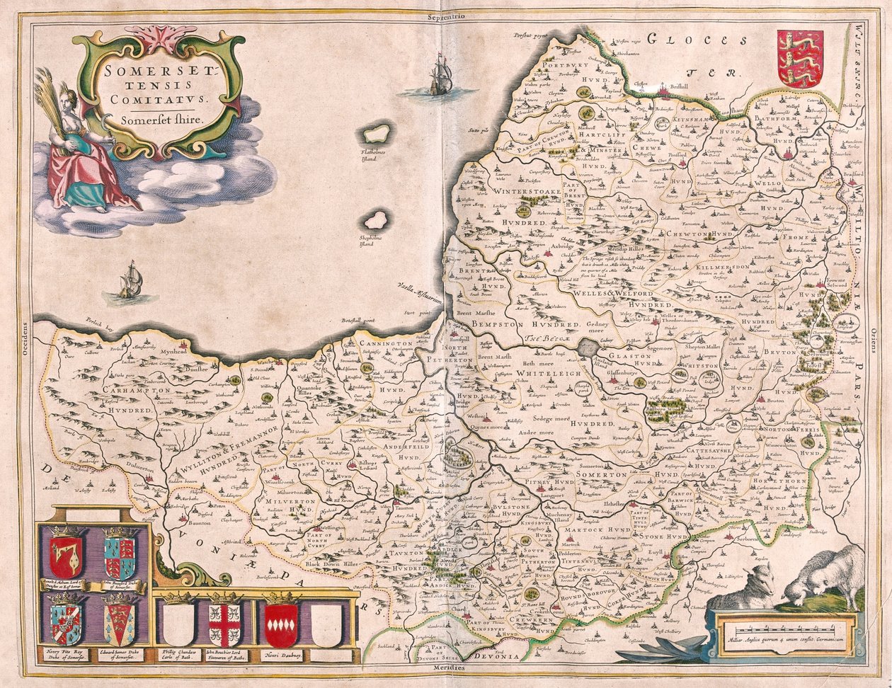 Somerset, a Willem Blaeu által készített "Theatrum Orbis Terrarum, sive Atlas Novus"-ban, Amszterdam, Amszterdam alkotó: Willem Blaeu