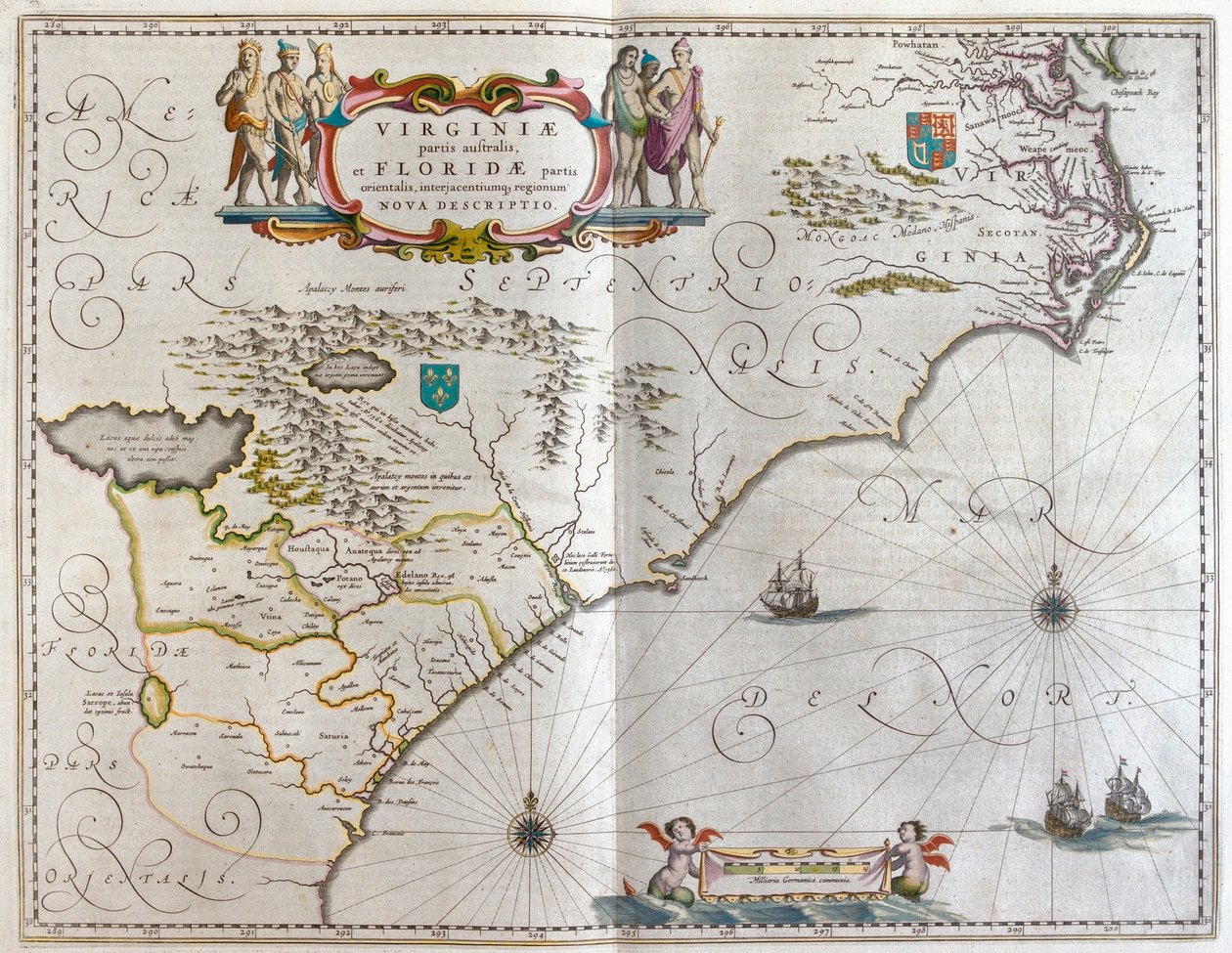 Délkelet, a Willem Blaeu által készített "Theatrum Orbis Terrarum, sive Atlas Novus"-ban, Amszterdam, Amszterdam alkotó: Willem Blaeu