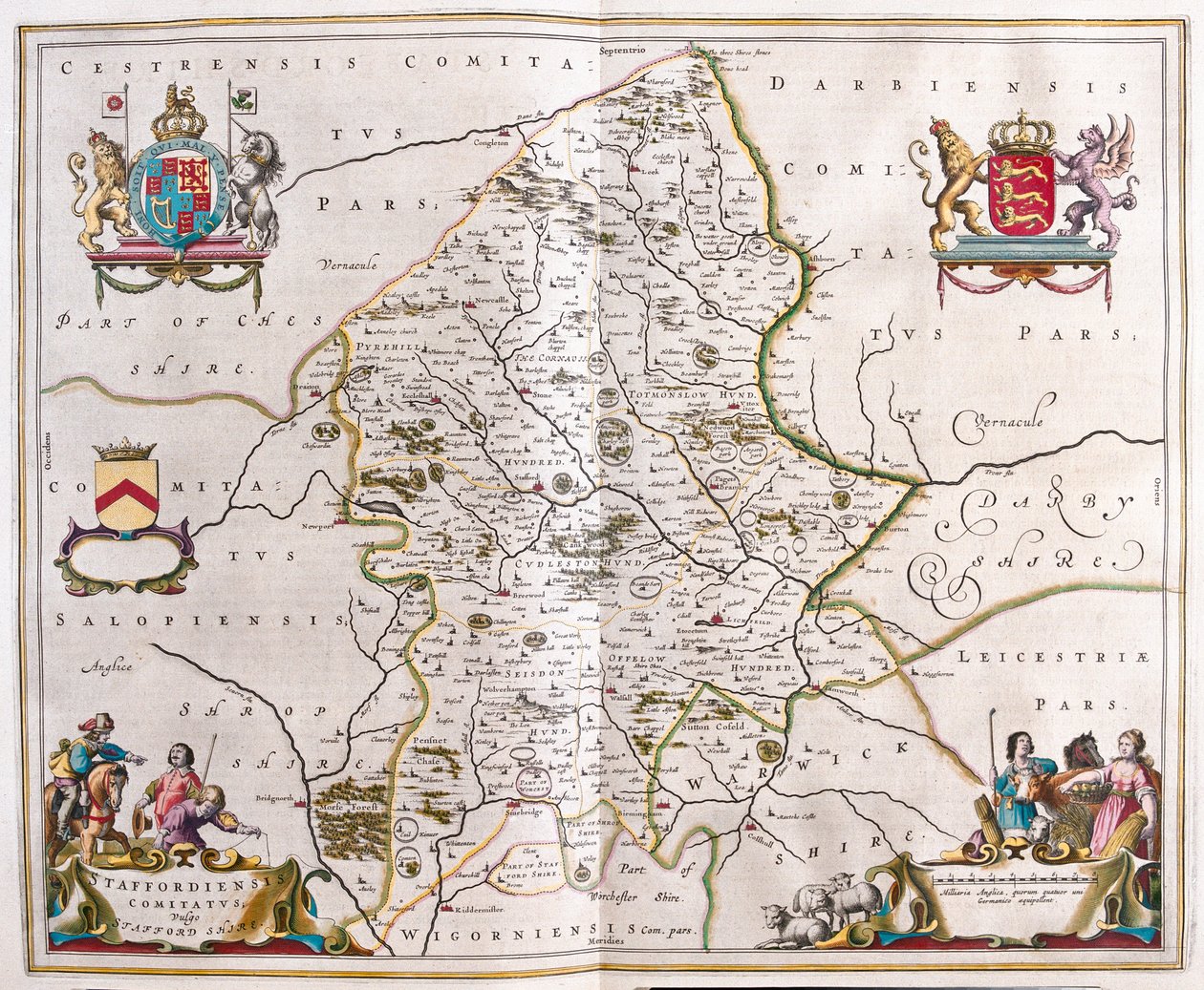 Staffordshire, n "Theatrum Orbis Terrarum, sive Atlas Novus", Willem Blaeu, Amszterdam alkotó: Willem Blaeu