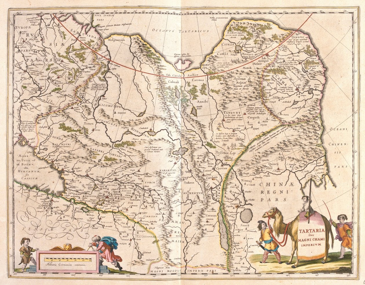 Tatárföld, Kína és Korea északi része, Willem Blaeu, Amszterdam, "Theatrum Orbis Terrarum, sive Atlas Novus" című könyvében. alkotó: Willem Blaeu