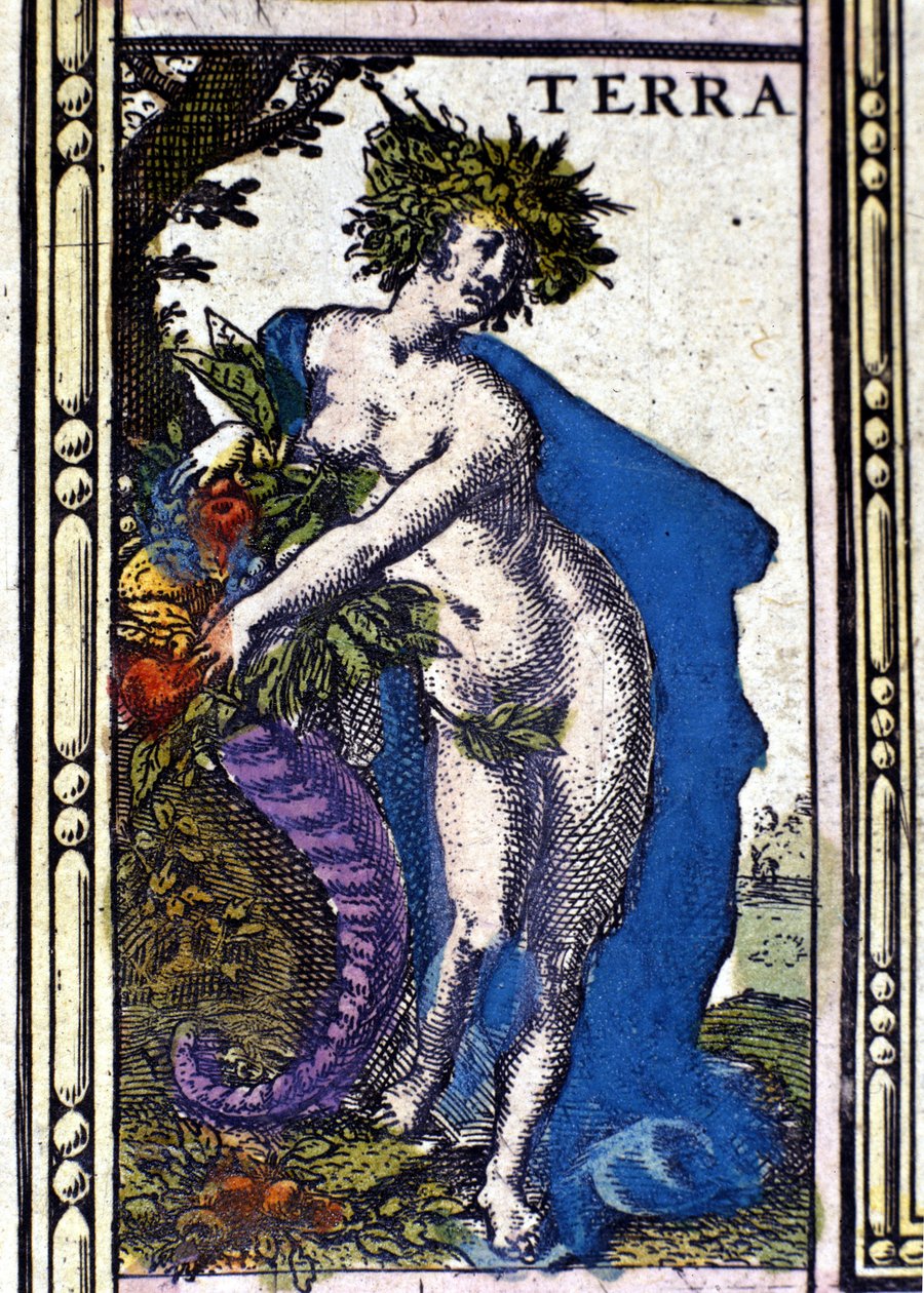 A Föld, az 1655-ben Amszterdamban nyomtatott W. Blaeu atlaszában szereplő négy elem egyike. alkotó: Willem Blaeu