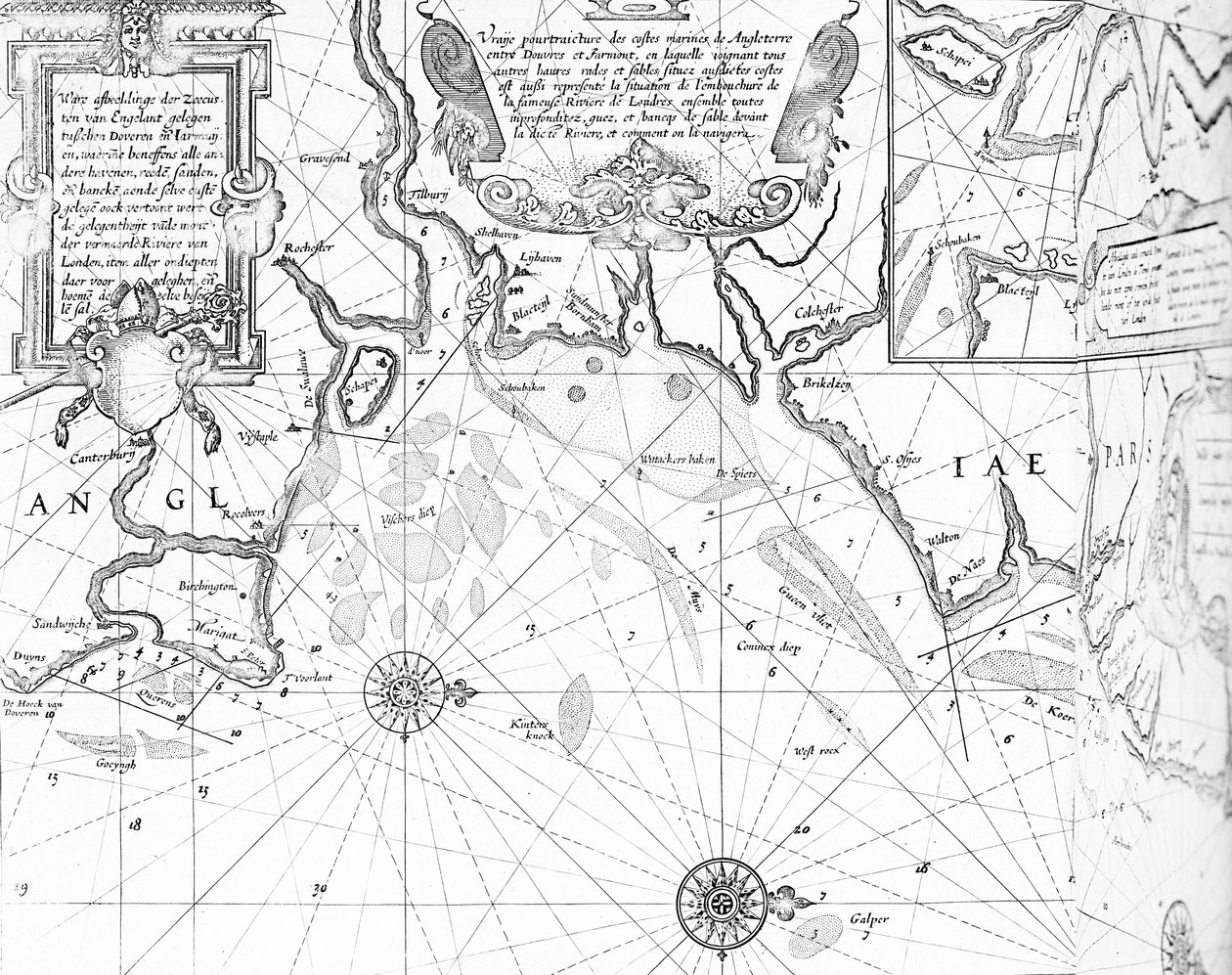 A Temze torkolata Willem Janszoon Blaeu 1633-ban Amszterdamban kiadott Tengeri tájatlaszából (The Sea-Mirrour atlas). alkotó: Willem Blaeu