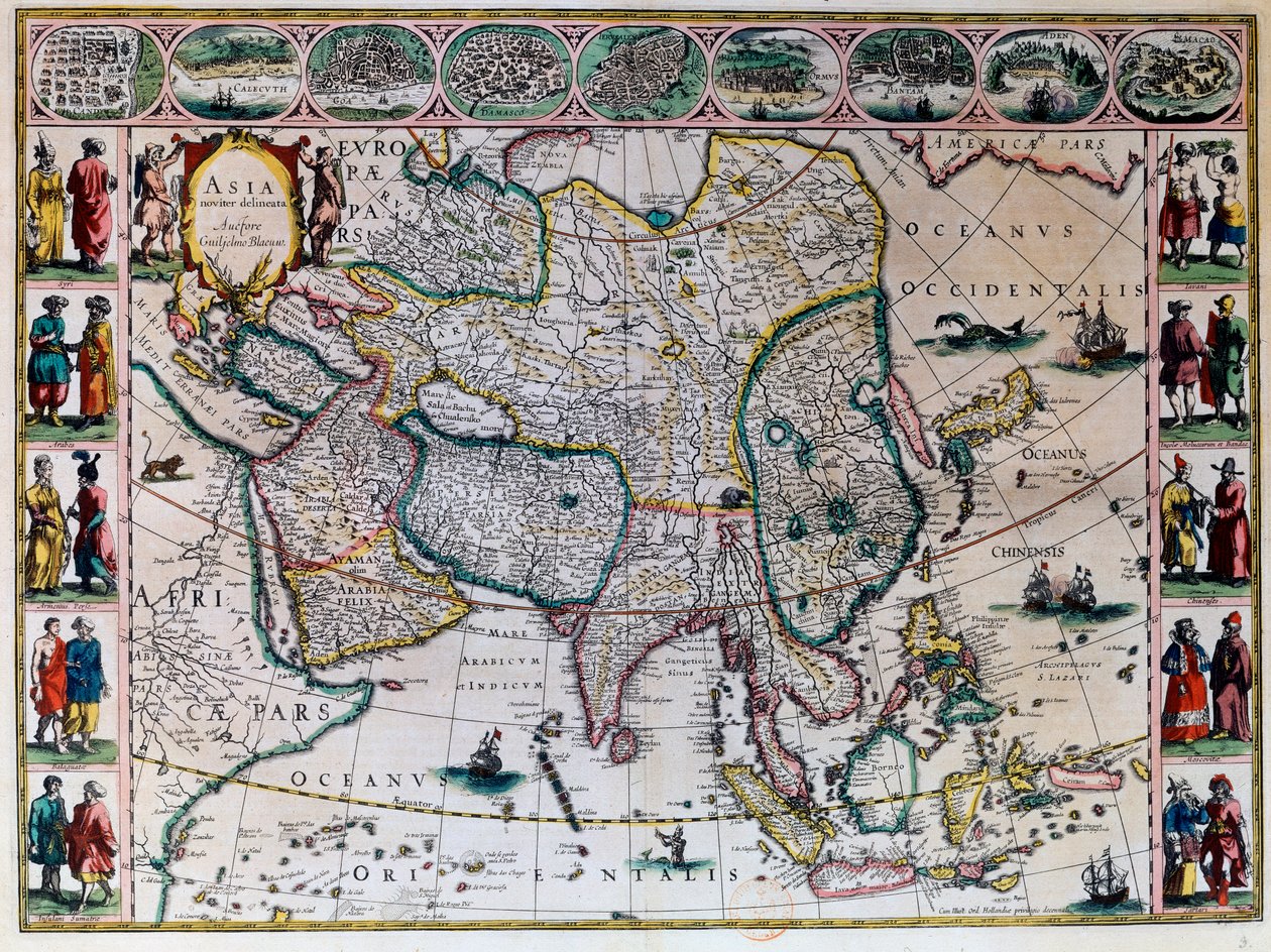 A világ színháza, avagy az új amszterdami atlasz. Willem Janszoon Blaeu (1571-1638) Ázsia földrajzi térképe. alkotó: Willem Blaeu