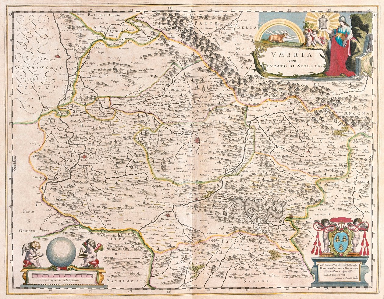 Umbria, Olaszország, Willem Blaeu "Theatrum Orbis Terrarum, sive Atlas Novus" című művében, Amszterdam, Amszterdam. alkotó: Willem Blaeu