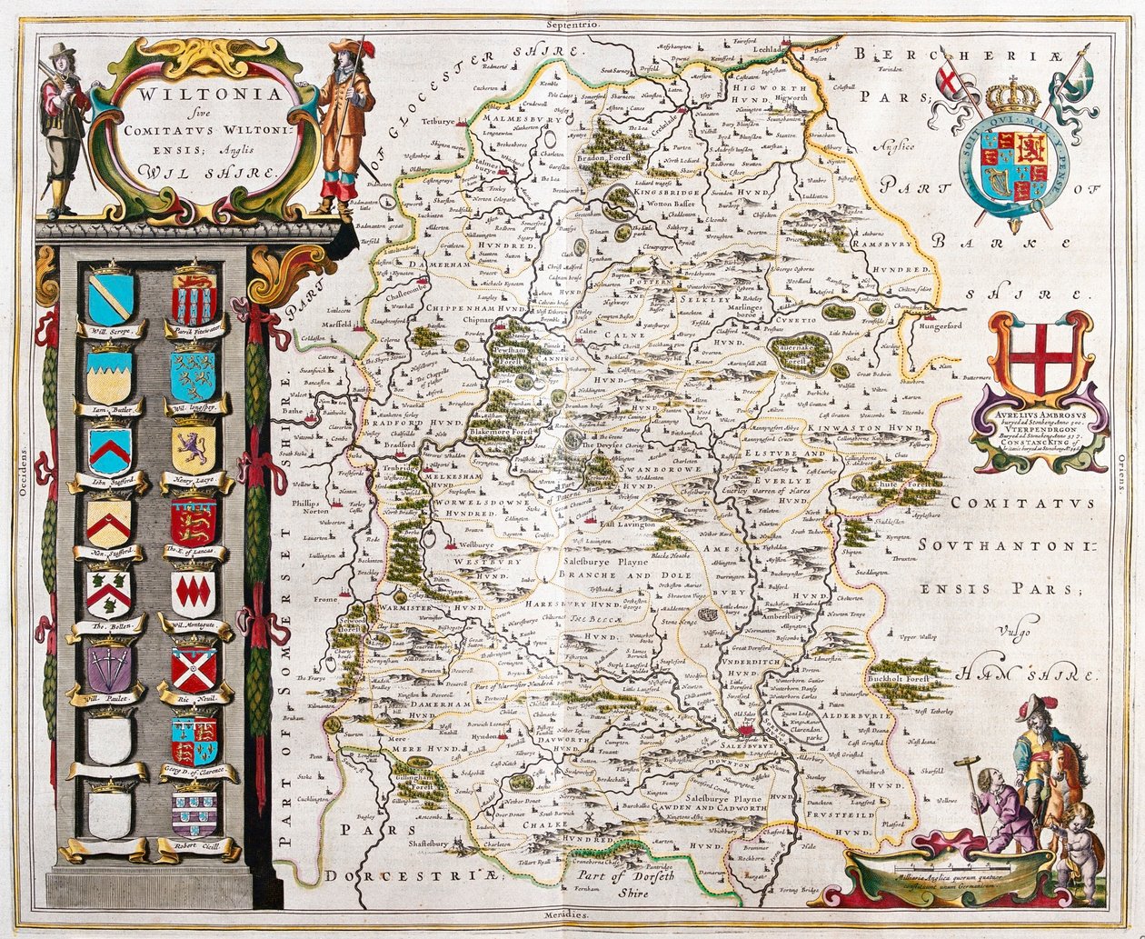 Wilshire, a Willem Blaeu által készített "Theatrum Orbis Terrarum, sive Atlas Novus"-ban, Amszterdam, Amszterdam alkotó: Willem Blaeu