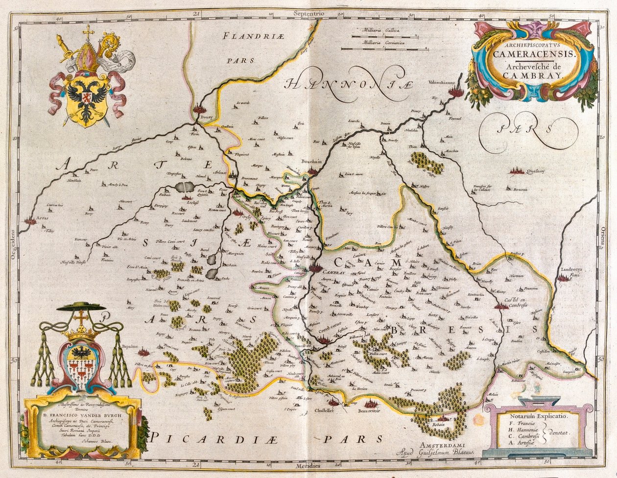 cambrey, crevecoeur, bouchain, a Willem Blaeu által készített "Theatrum Orbis Terrarum, sive Atlas Novus"-ban, Amszterdam, Amszterdam alkotó: Willem Blaeu