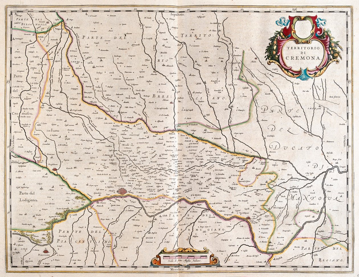 az olaszországi Cremona városa az amszterdami Willem Blaeu által készített "Theatrum Orbis Terrarum, sive Atlas Novus" című műben. alkotó: Willem Blaeu