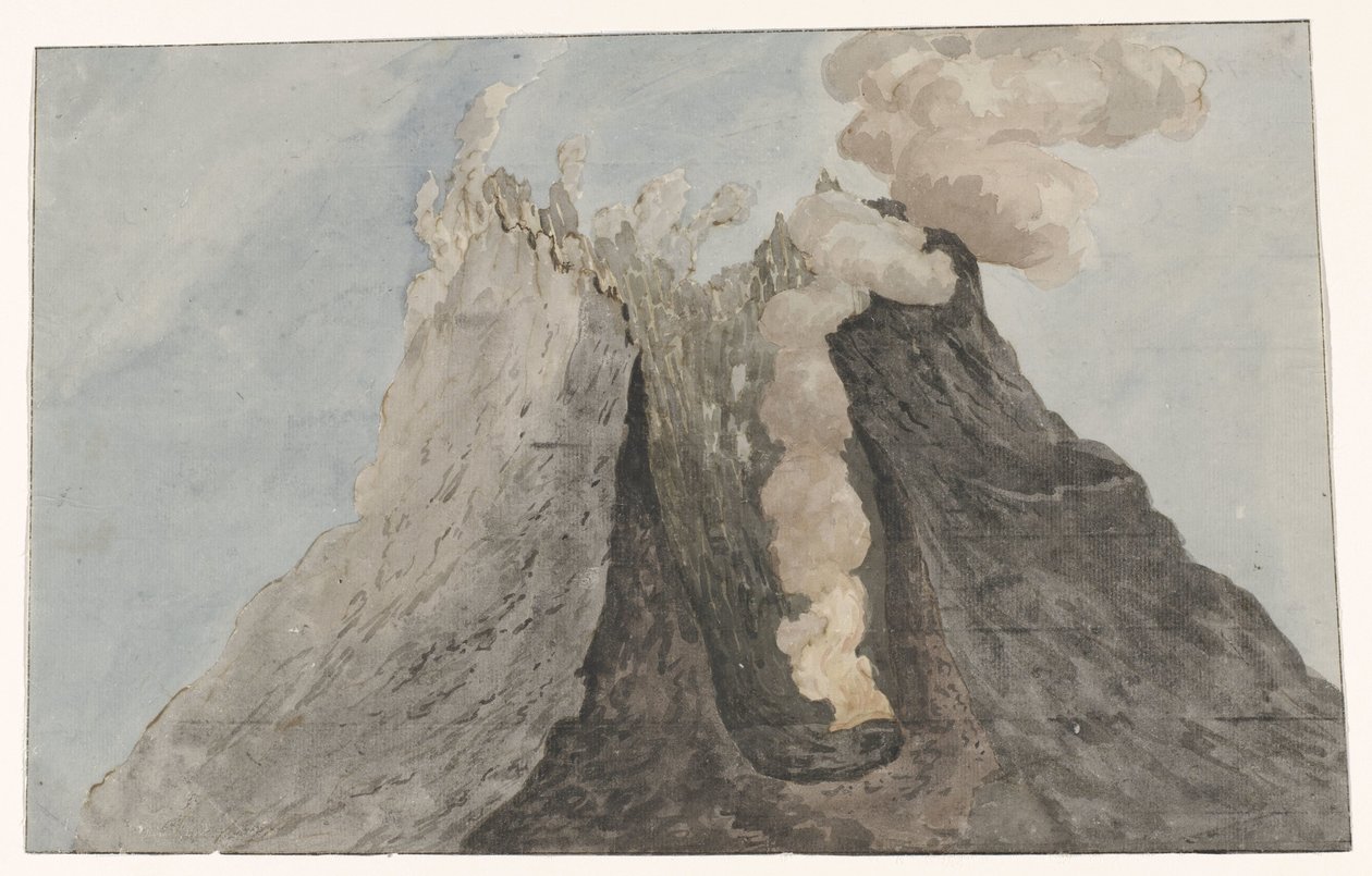 Binnenzijde van krater Etna Az Etna-kráter belső képe (cím a tárgyon) Utazások Olaszországban, Szicíliában és Máltán - 1778 (sorozat címe) alkotó: Willem Carel Dierkens