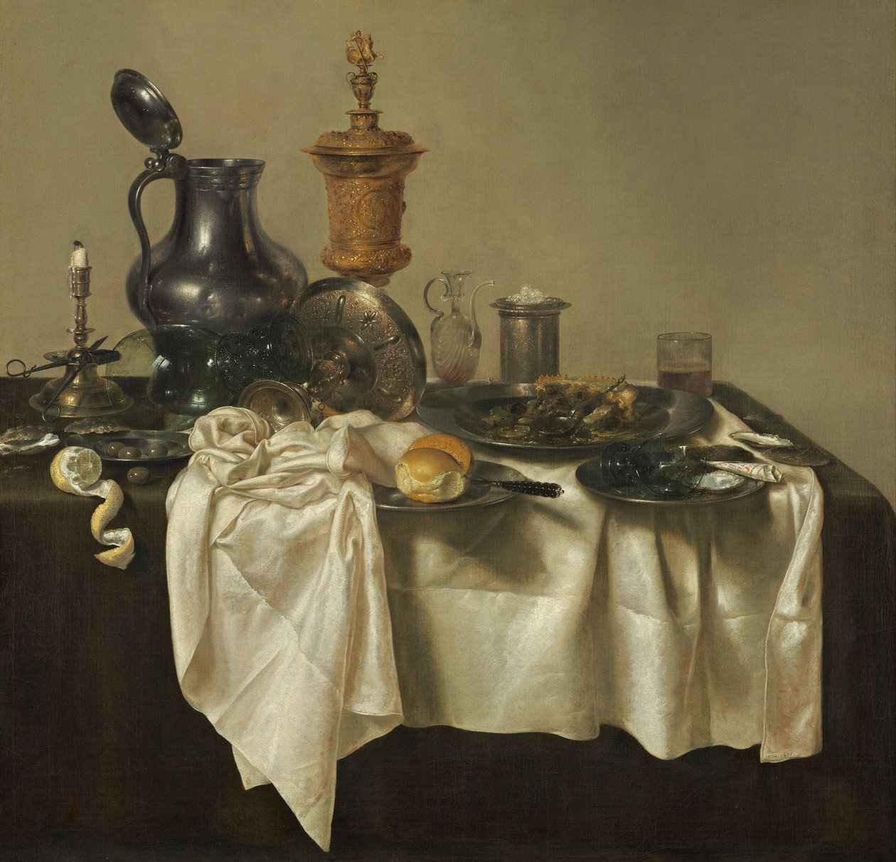 Bankett darab darált pite-vel alkotó: Willem Claesz. Heda
