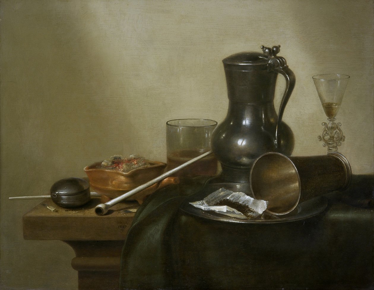 Dohánycsendélet, 1637 alkotó: Willem Claesz. Heda