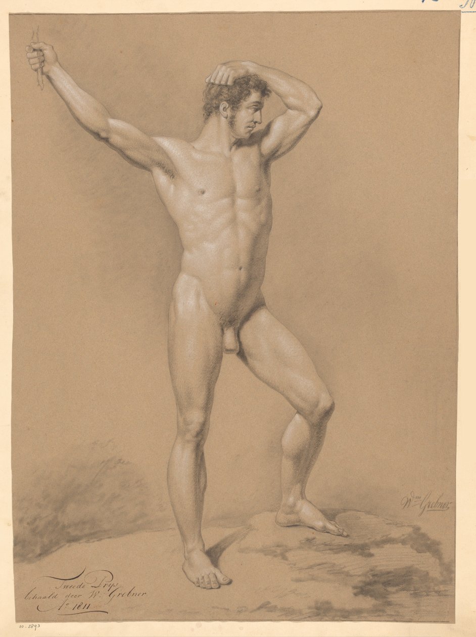 Álló férfi akt, elölről nézve (2. díj 1811) alkotó: Willem Grebner
