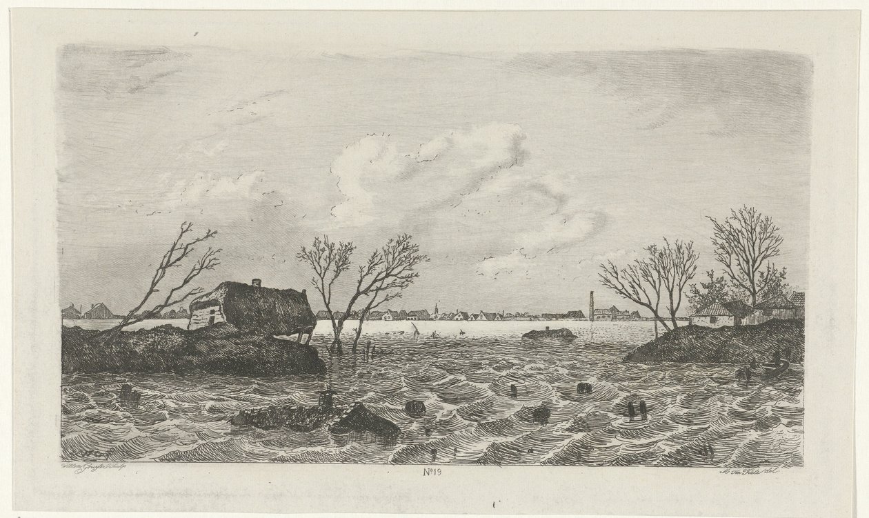 Gátszakadás Dreumel közelében, 1855 alkotó: Willem Gruyter jr.
