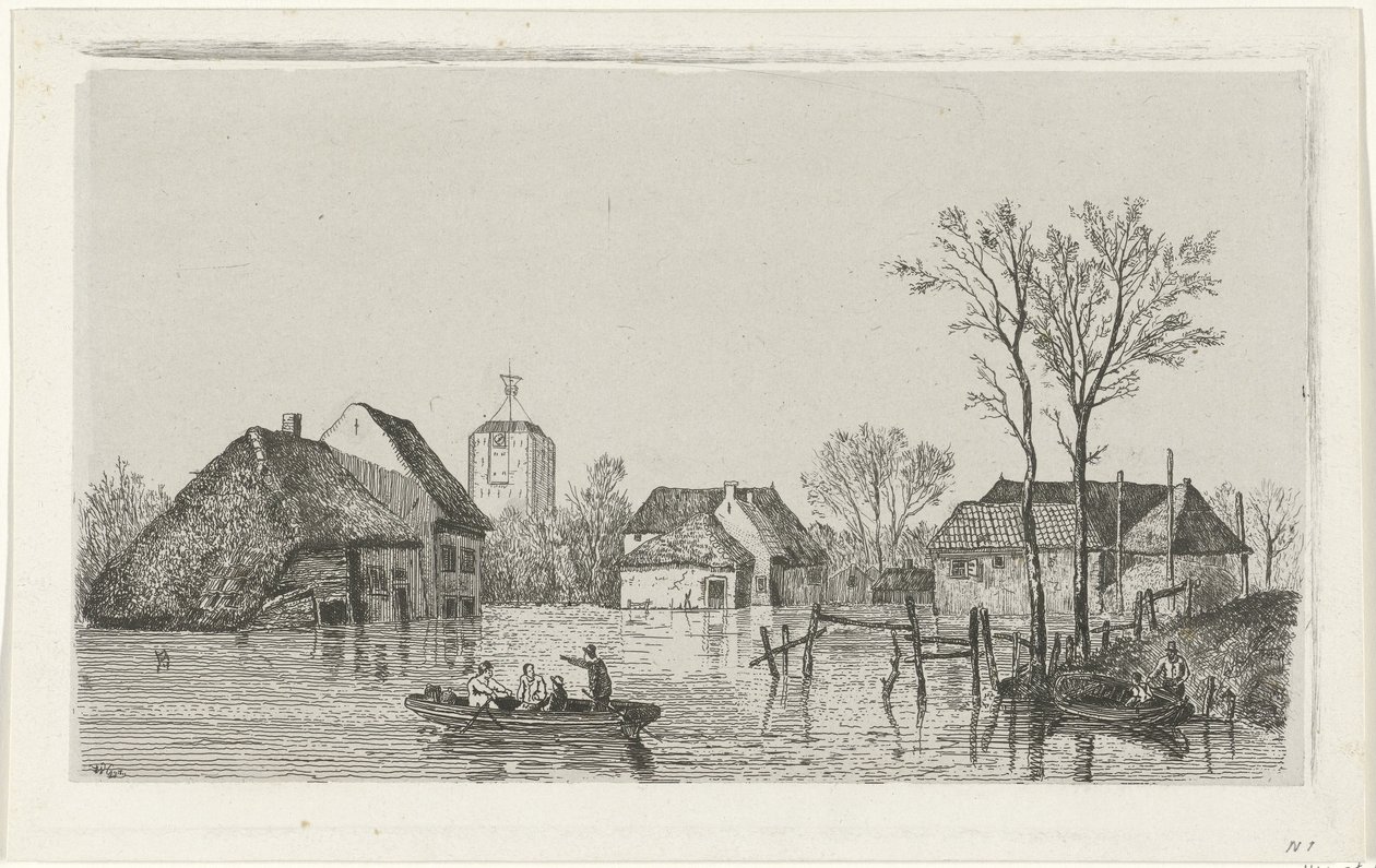 Árvíz Beesdnél, 1855 alkotó: Willem Gruyter jr.