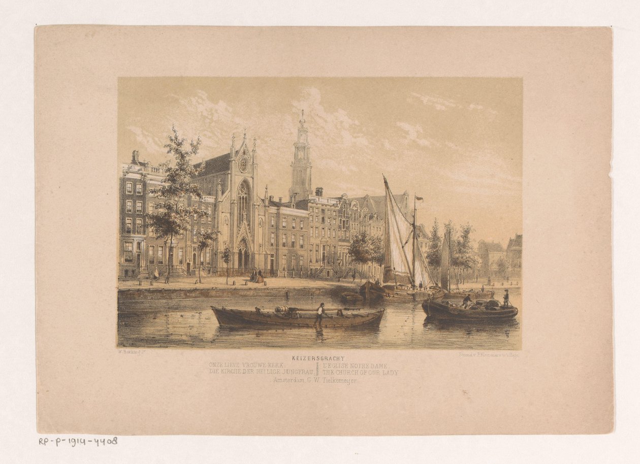 Keizersgracht a Miasszonyunk templommal Amszterdamban alkotó: Willem Hekking jr.