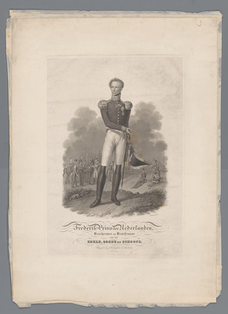 Frederik holland herceg, a nemes, jó és szép védelmezője és gyakorlója (cím a tárgyon) alkotó: Willem Hendrik Hoogkamer