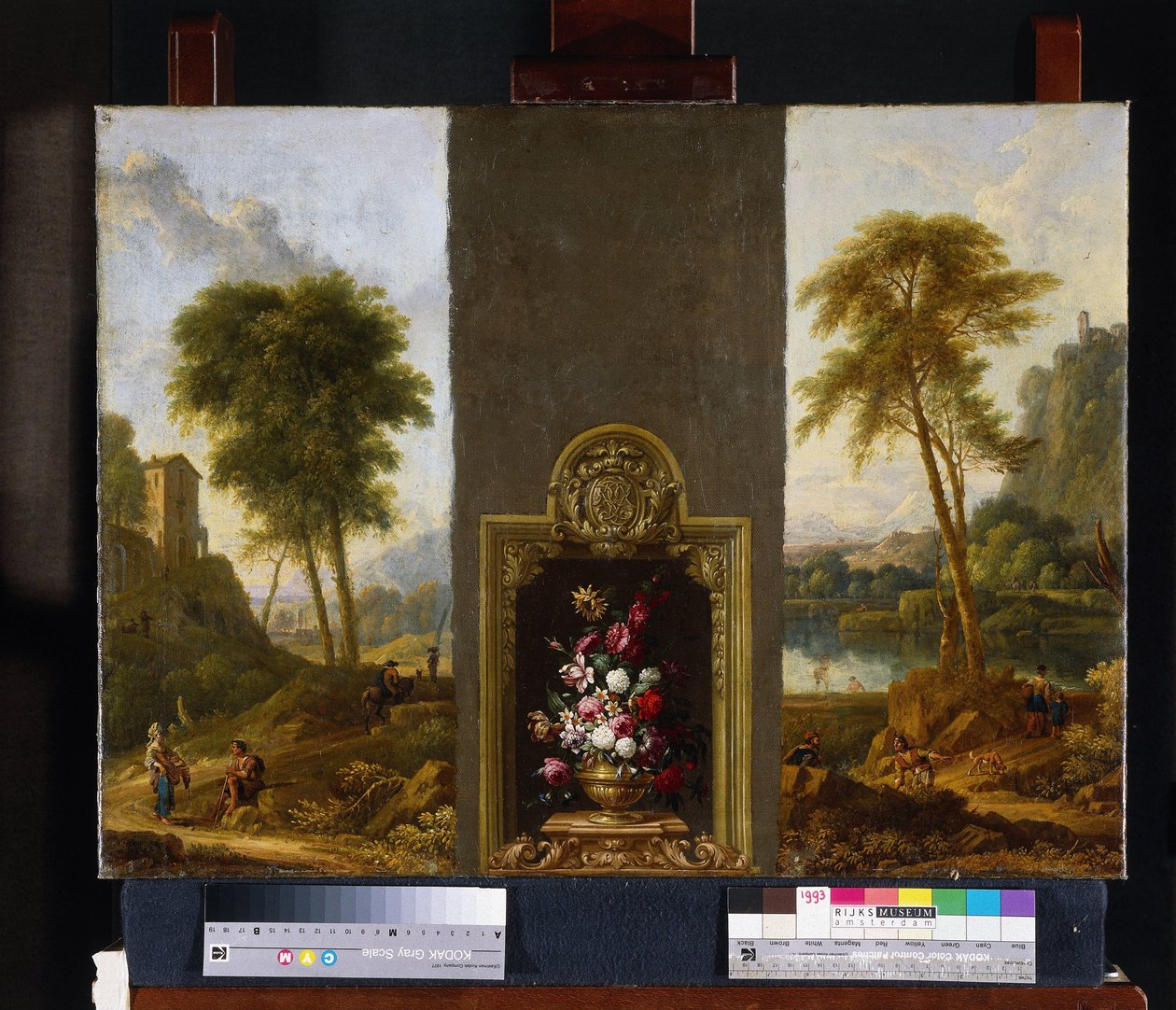 Virágcsendélet keretben monogrammal alkotó: Willem Hendrik Wilhelmus van Royen (attributed to)